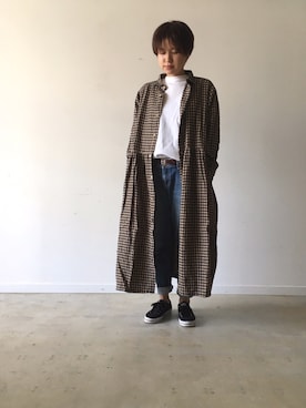 「ichi（イチ）のアイテム」を使った、今里さん（レディース・151cm）の秋コーディネート