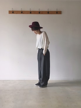 「ichi（イチ）のアイテム」を使った、今里さん（レディース・151cm）の秋コーディネート