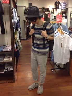 「Hub&Spoke（ハブアンドスポーク）のアイテム」を使った、woodyhouse 本店さん（メンズ・165cm）の夏コーディネート