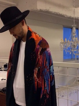 「MARCELO BURLON（マルセロ・バーロン）のアイテム（マフラー、ブラック系）」を使った、VIA SENATOさん（メンズ・170cm）の秋コーディネート