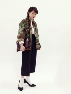 「ウエストイン」｜「アイテム（ブルゾン）」を使った、あこさん（レディース・158cm）の春コーディネート