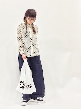 「SQUOVAL（スクオーバル）のアイテム（パンツ）」を使った、あこさん（レディース・158cm）の春コーディネート