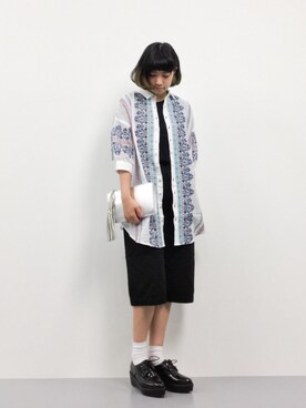 「Another Edition（アナザーエディション）のアイテム（シャツワンピース）」を使った、あこさん（レディース・158cm）の夏コーディネート