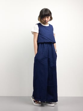 「足長効果」｜「アイテム（オールインワン・サロペット）」を使った、あこさん（レディース・158cm）の夏コーディネート