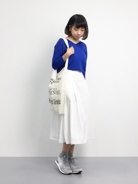 「Aラインスカート」｜「アイテム（トートバッグ）」を使った、あこさん（レディース・158cm）の夏コーディネート