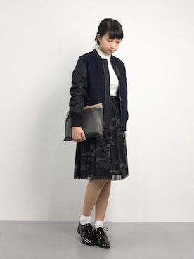 「Ray BEAMS（レイビームス）のアイテム（MA-1）」を使った、あこさん（レディース・158cm）の秋コーディネート
