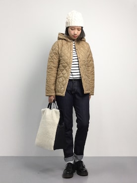 「LAVENHAM（ラベンハム）のアイテム（その他アウター）」を使った、あこさん（レディース・158cm）の秋コーディネート