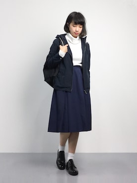 「アイテム（マウンテンパーカー、ブルー系）」を使った、あこさん（レディース・158cm）の秋コーディネート