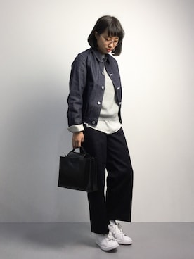 「BEAMS BOY（ビームスボーイ）のアイテム（デニムジャケット）」を使った、あこさん（レディース・158cm）の秋コーディネート