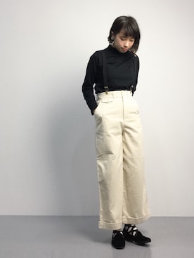「ブラック×ホワイト」｜「アイテム（その他シューズ）」を使った、あこさん（レディース・158cm）の秋コーディネート