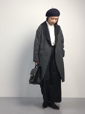 「サッチェルバッグ」｜「アイテム（その他アウター）」を使った、あこさん（レディース・158cm）の秋コーディネート