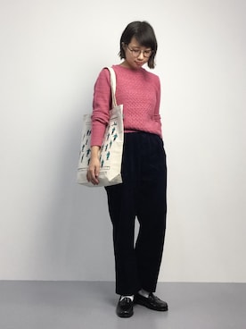 「ピンクニット」｜あこさん（レディース・158cm）の秋コーディネート