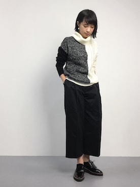 「ガウチョパンツ」｜「アイテム（チュニック）」を使った、あこさん（レディース・158cm）の秋コーディネート