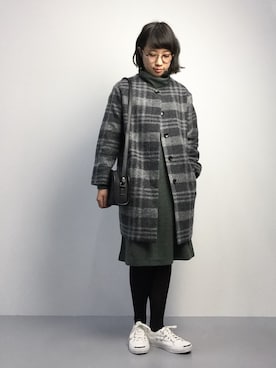 「LBC（エルビーシー）のアイテム（ノーカラージャケット）」を使った、あこさん（レディース・158cm）の秋コーディネート