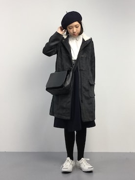 「ジャックパーセル」｜「アイテム（ダッフルコート）」を使った、あこさん（レディース・158cm）の秋コーディネート