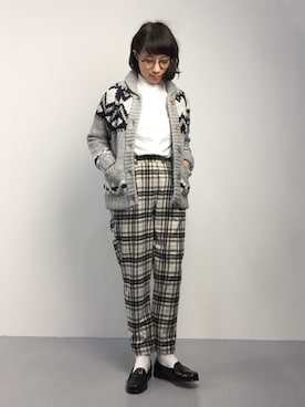 「カウチン」｜「アイテム（ブルゾン）」を使った、あこさん（レディース・158cm）の秋コーディネート