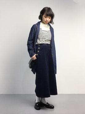 「RAY CASSIN（レイカズン）のアイテム（チェスターコート）」を使った、あこさん（レディース・158cm）の秋コーディネート