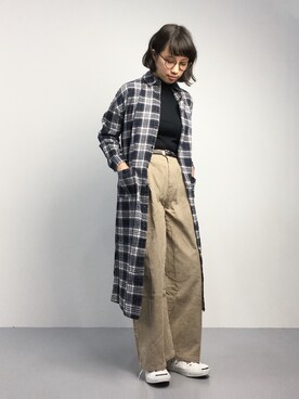 「RAY CASSIN（レイカズン）のアイテム（シャツワンピース）」を使った、あこさん（レディース・158cm）の秋コーディネート