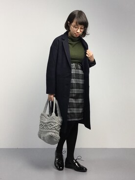 「koe（コエ）のアイテム（チェスターコート）」を使った、あこさん（レディース・158cm）の秋コーディネート