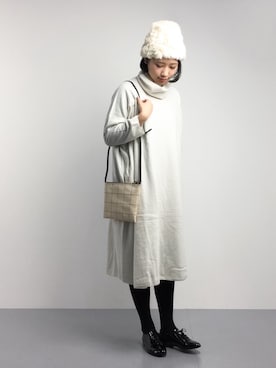 「45R（フォーティファイブアール）のアイテム（ワンピース/ドレス）」を使った、あこさん（レディース・158cm）の冬コーディネート