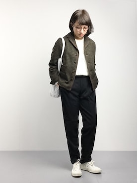 「45R（フォーティファイブアール）のアイテム（ジャケット/アウター）」を使った、あこさん（レディース・158cm）の冬コーディネート