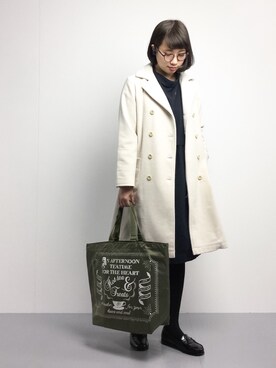 「Samansa Mos2（サマンサ モスモス）のアイテム（ステンカラーコート）」を使った、あこさん（レディース・158cm）の冬コーディネート