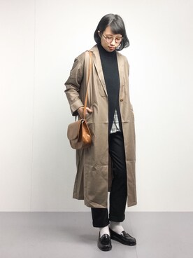 「koe（コエ）のアイテム（チェスターコート）」を使った、あこさん（レディース・158cm）の冬コーディネート