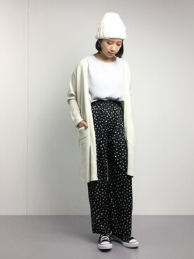 「one after another NICE CLAUP（ワンアフターアナザーナイスクラップ）のアイテム（ニットキャップ/ビーニー）」を使った、あこさん（レディース・158cm）の冬コーディネート