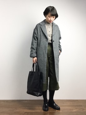 「archives（アルシーヴ）のアイテム（チェスターコート）」を使った、あこさん（レディース・158cm）の冬コーディネート