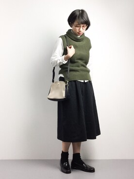 「Te chichi TERRASSE（テチチテラス）のアイテム（パンツ）」を使った、あこさん（レディース・158cm）の冬コーディネート