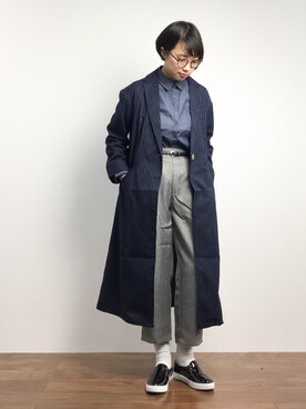「koe（コエ）のアイテム（チェスターコート）」を使った、あこさん（レディース・158cm）の冬コーディネート