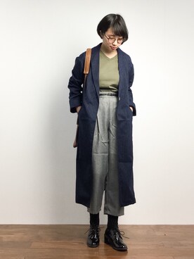 「koe（コエ）のアイテム（チェスターコート）」を使った、あこさん（レディース・158cm）の冬コーディネート