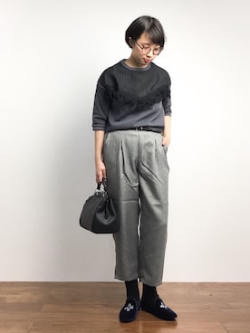 「RAY CASSIN（レイカズン）のアイテム（スウェット）」を使った、あこさん（レディース・158cm）の冬コーディネート