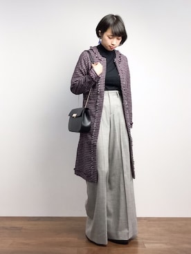 「PUNYUS（プニュズ）のアイテム（その他アウター）」を使った、あこさん（レディース・158cm）の冬コーディネート