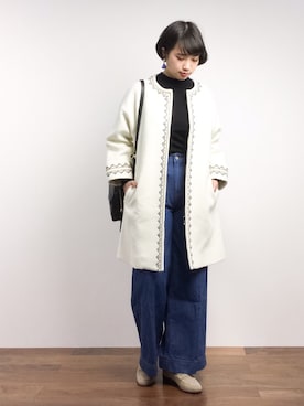 「PLAIN CLOTHING（プレーンクロージング）のアイテム（ローファー）」を使った、あこさん（レディース・158cm）の冬コーディネート