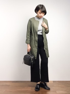 「NATURAL BEAUTY BASIC（ナチュラルビューティーベーシック）のアイテム（ステンカラーコート）」を使った、あこさん（レディース・158cm）の冬コーディネート