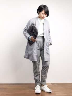 「DOUBLE NAME（ダブルネーム）のアイテム（その他アウター）」を使った、あこさん（レディース・158cm）の冬コーディネート