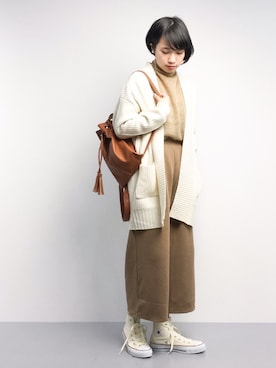 「cache cache（カシュ カシュ）のアイテム（バックパック/リュック）」を使った、あこさん（レディース・158cm）の冬コーディネート