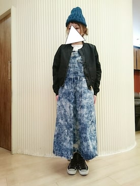 「ヘアアレンジ」｜「アイテム（MA-1）」を使った、ゆかさん（レディース・154cm）の秋コーディネート