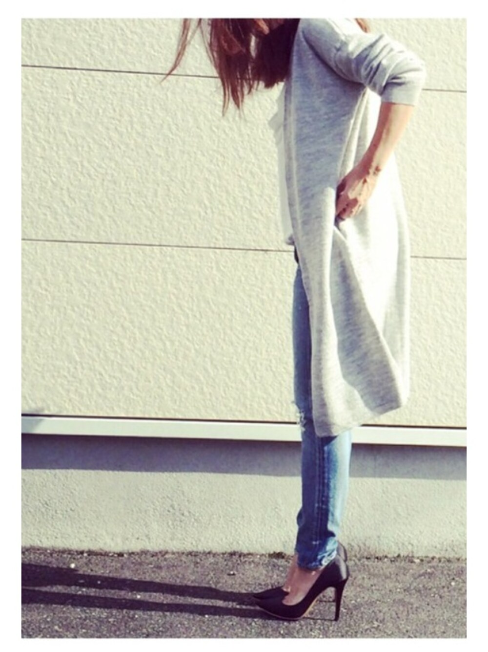 a.megumiさんの「OVER-WASHED WOOL LONG KNIT CDK（MOUSSY）」を使ったコーディネート