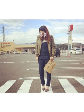 「ペーパーバッグ」｜「アイテム（オールインワン・サロペット）」を使った、a.megumiさん（レディース・160cm）の秋コーディネート