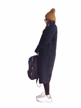 「ダブルボタン」｜「アイテム（その他アウター）」を使った、a.megumiさん（レディース・160cm）の冬コーディネート