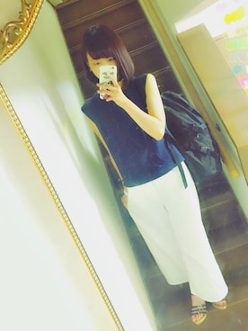 「ネイビー×ホワイト」｜「アイテム（その他トップス）」を使った、sonさん（レディース・162cm）の夏コーディネート