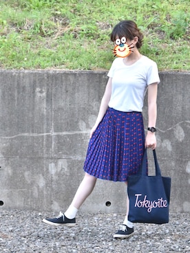 「メゾン キツネ(MAISON KITSUNE)」｜「アイテム（腕時計）」を使った、まよさん（レディース・163cm）の夏コーディネート