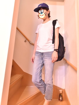 「メゾン キツネ(MAISON KITSUNE)」｜「アイテム（腕時計）」を使った、まよさん（レディース・163cm）の夏コーディネート
