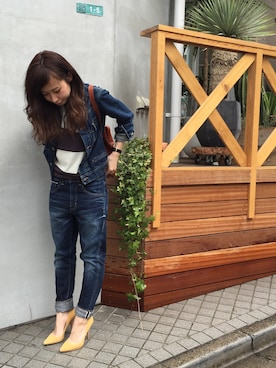 「TODAYFUL（トゥデイフル）のアイテム（デニムジャケット）」を使った、SHIZUKAさん（レディース・161cm）の春コーディネート