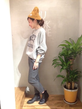 「TODAYFUL（トゥデイフル）のアイテム（ニットキャップ/ビーニー）」を使った、SHIZUKAさん（レディース・161cm）の春コーディネート