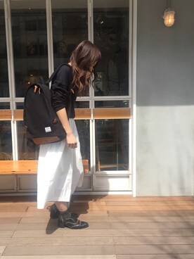 「TODAYFUL（トゥデイフル）のアイテム（バックパック/リュック）」を使った、SHIZUKAさん（レディース・161cm）の春コーディネート