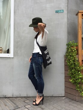 「hat」｜SHIZUKAさん（レディース・161cm）の夏コーディネート