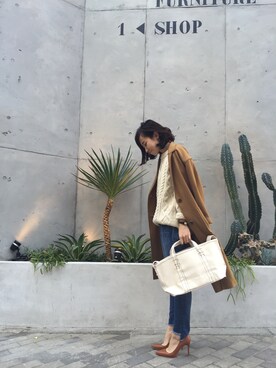 「TODAYFUL（トゥデイフル）のアイテム（チェスターコート）」を使った、SHIZUKAさん（レディース・160cm）の冬コーディネート
